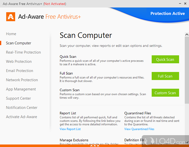 Easy installation and well-organized interface - Screenshot of Adaware Antivirus Free