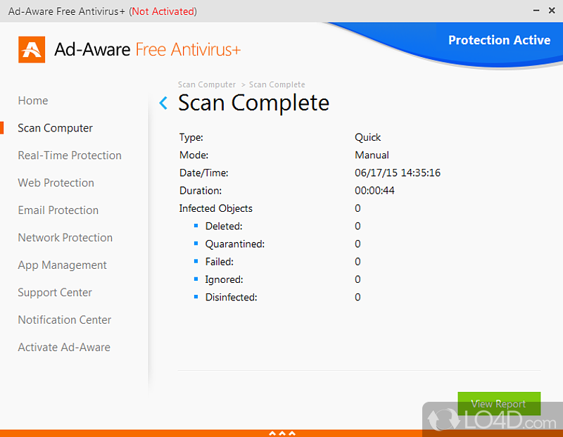 Real time protection with advanced settings - Screenshot of Adaware Antivirus Free