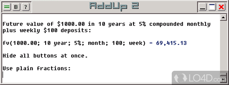 All-purpose calculator with a rich set of functions for finance - Screenshot of AddUp