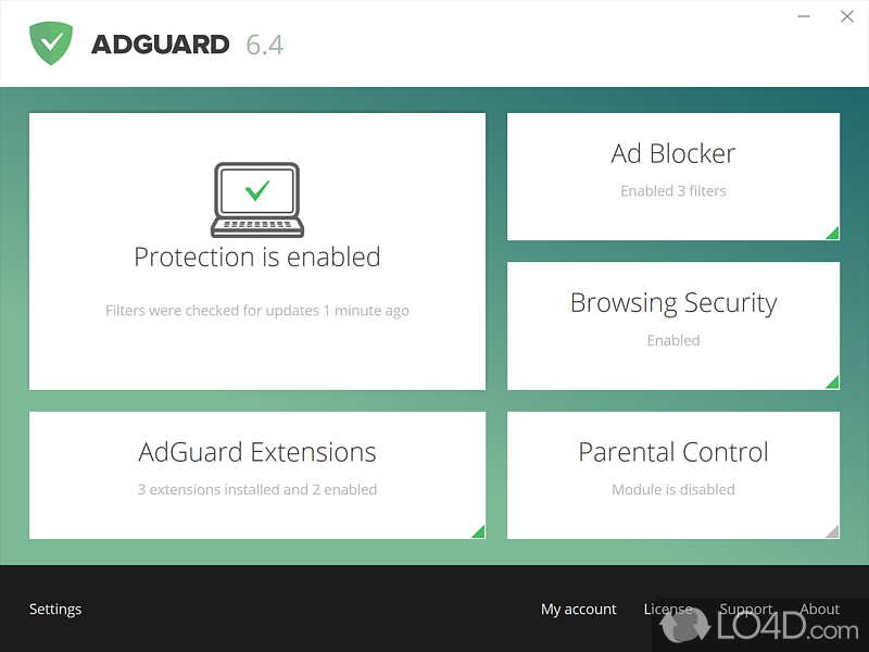 Impressive support for web browsers - Screenshot of Adguard