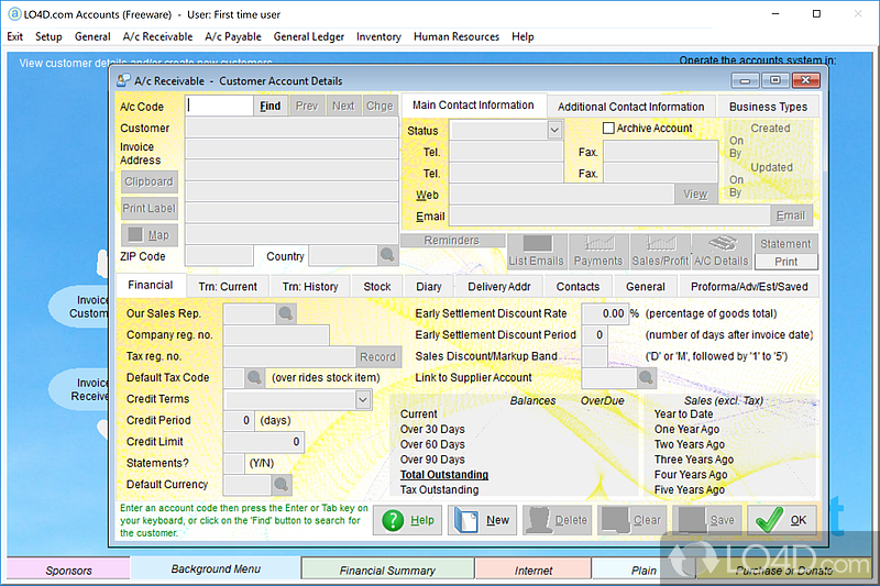 Set up user profiles and restrictions, and input taxes - Screenshot of Adminsoft Accounts