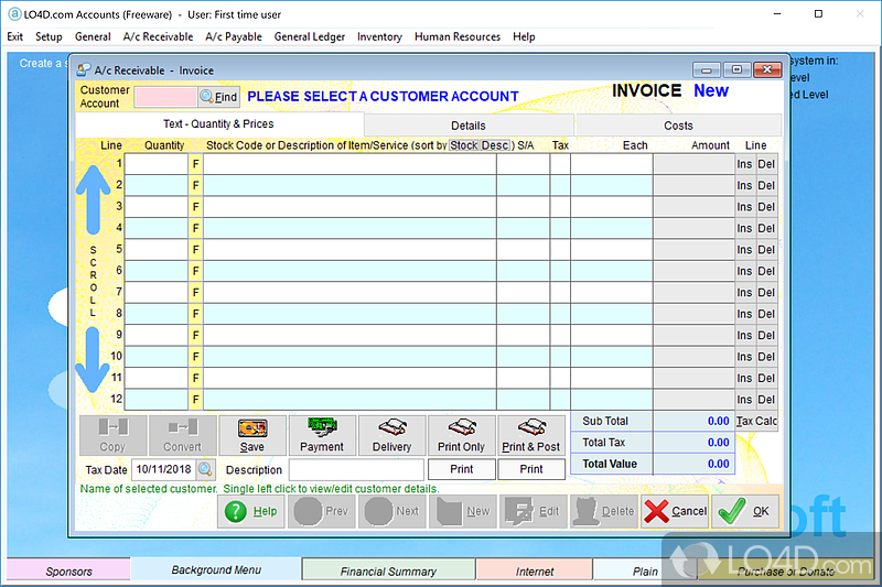 Monitor suppliers and customers, add diary entries and input holidays - Screenshot of Adminsoft Accounts