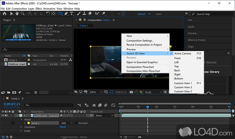 Import images and take advantage of incorporated presets - Screenshot of Adobe After Effects