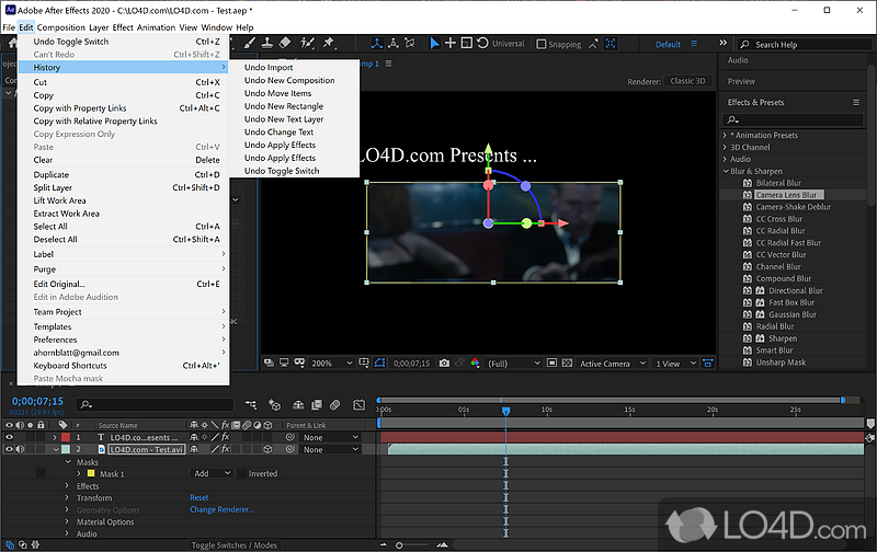 Add effects, make edits, and perform several other functions - Screenshot of Adobe After Effects