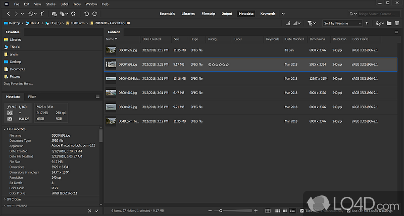 Easily keep tabs on your creative works and projects - Screenshot of Adobe Bridge