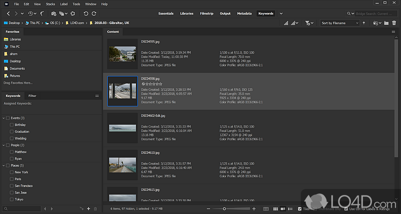 Edit various aspects - Screenshot of Adobe Bridge