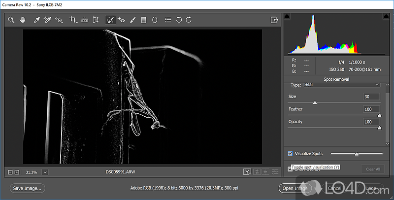 Software provides fast and easy access to the raw image formats - Screenshot of Adobe Camera Raw