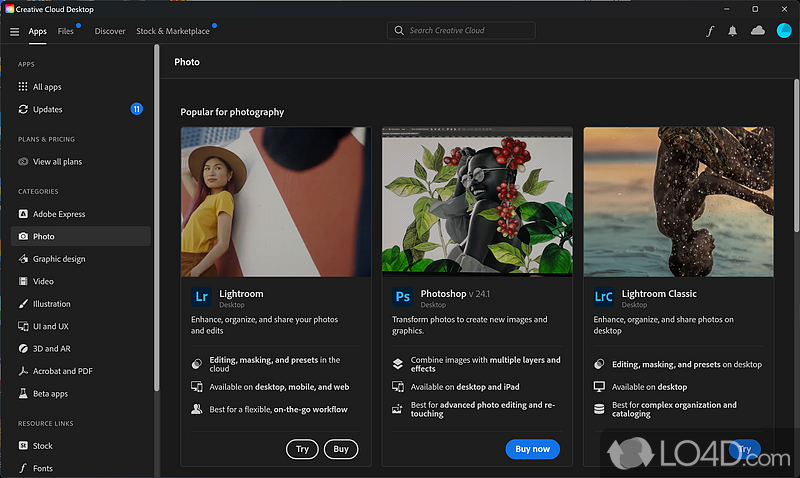 Part of the package - Screenshot of Adobe Creative Cloud
