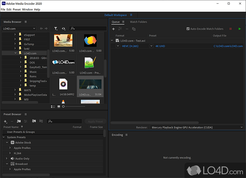 Encode videos using the proprietary Adobe codec for powerful yet conversion of any given video format on the market - Screenshot of Adobe Media Encoder