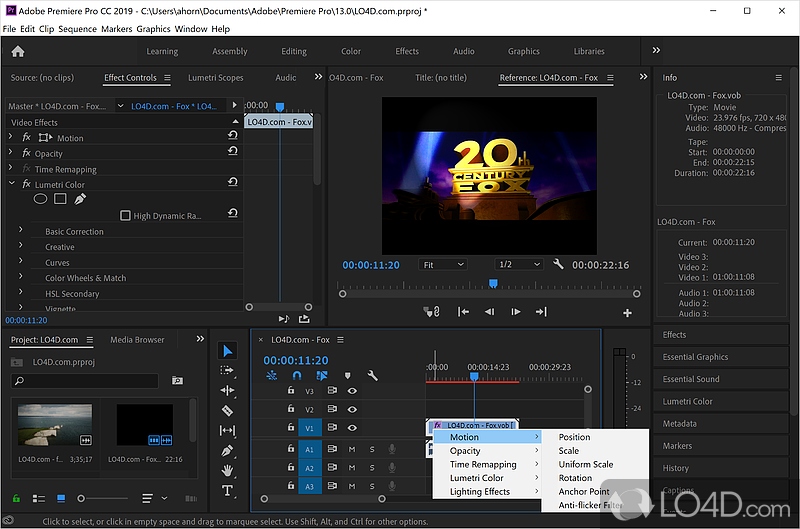 Adobe Premiere Pro: SWF format - Screenshot of Adobe Premiere Pro