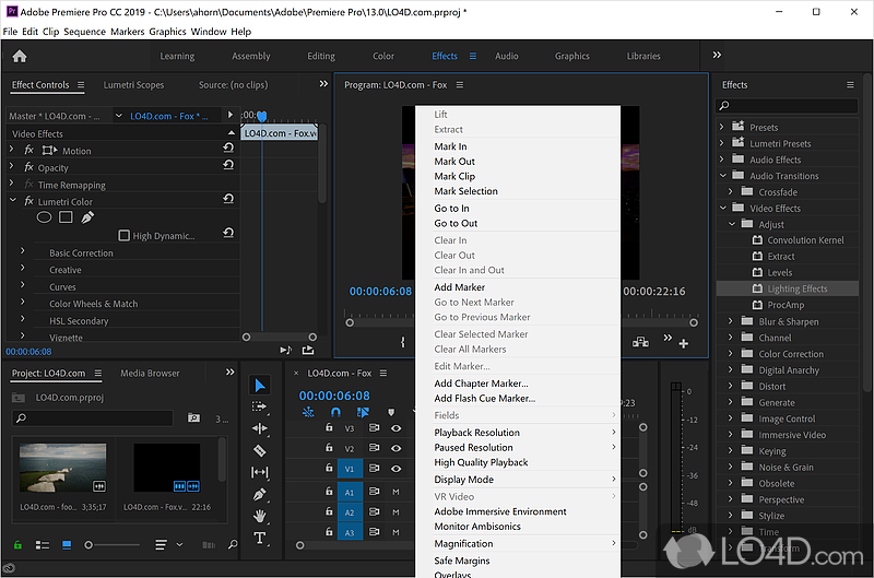 Real-time editing for professional video production - Screenshot of Adobe Premiere Pro
