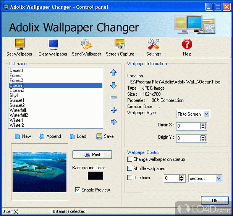 Freeware utility that will help you configure desktop wallpaper easily - Screenshot of Adolix Wallpaper Changer