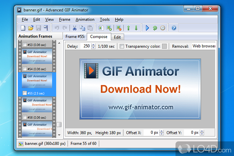 Tool for creating animated GIF images - Screenshot of Adv GIF Animator