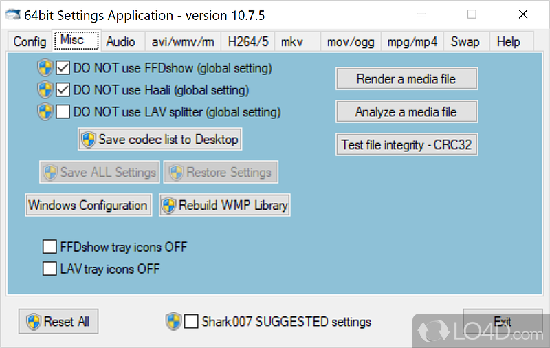 Select elements you want installed on your system - Screenshot of ADVANCED Codecs