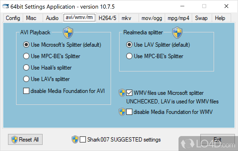 A Free Home & hobby program for Windows - Screenshot of ADVANCED Codecs