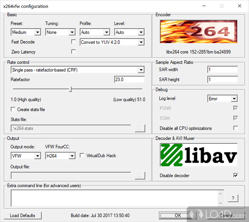 Video codec package - Screenshot of ADVANCED Codecs