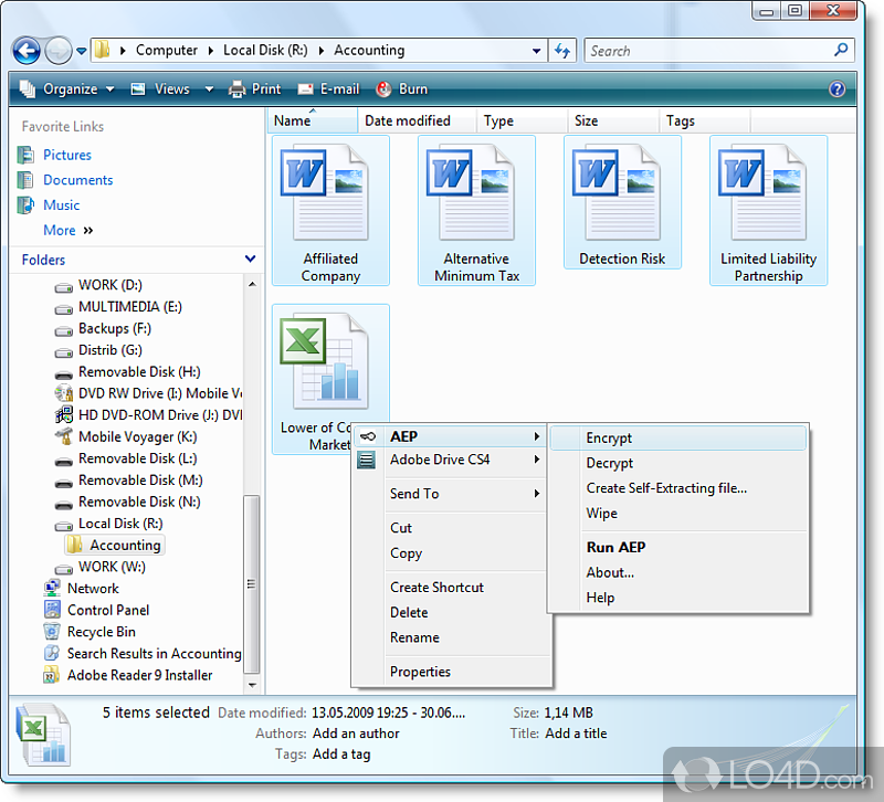 Advanced Encryption Professional: User interface - Screenshot of Advanced Encryption Professional