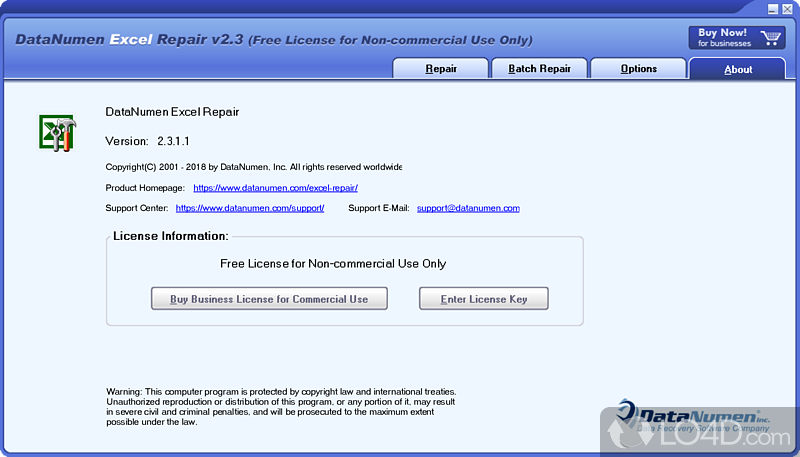 Repair and recover corrupt Excel xls files - Screenshot of Advanced Excel Repair