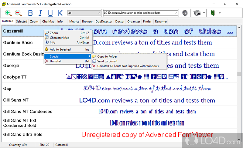 Advanced Fonts Viewer screenshot