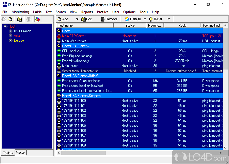 Comprises a wide range of network tests (e - Screenshot of Advanced Host Monitor