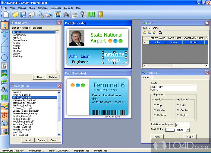 Create and print professional ID cards and badges - Screenshot of Advanced ID Creator Professional