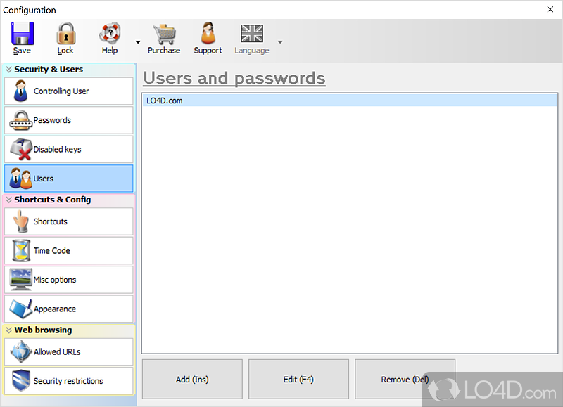 Insert and manage users information and set the master key - Screenshot of Advanced Internet Kiosk