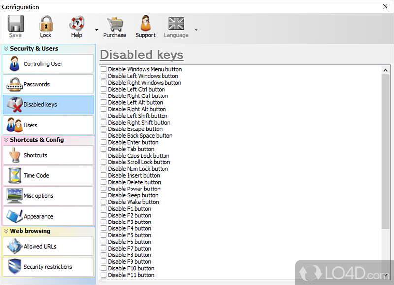 Create, change and handle various users, configure different Internet and shortcuts settings to offer secure browsing sessions - Screenshot of Advanced Internet Kiosk