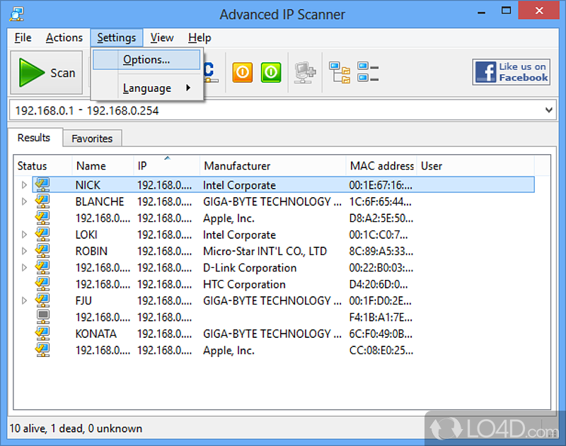 Ipscan24. Сканер сети lan. Сканер Адвансед.