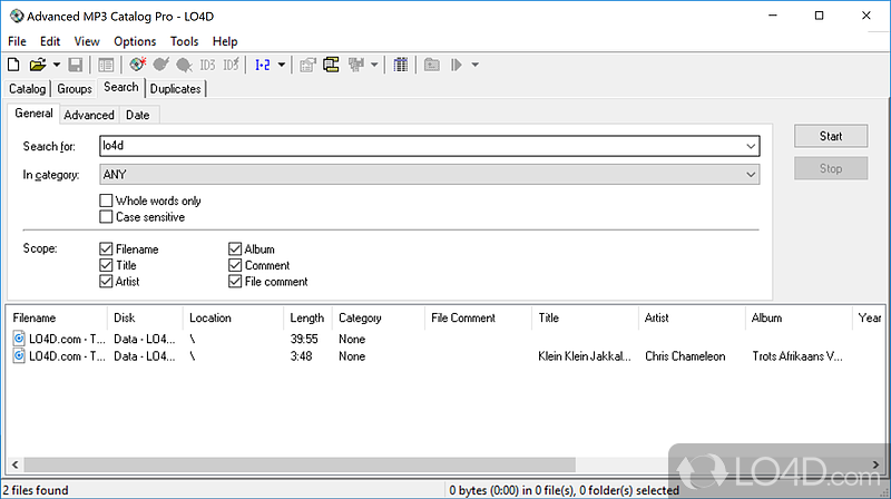 Configure the overall interface look and general settings - Screenshot of Advanced MP3 Catalog Pro