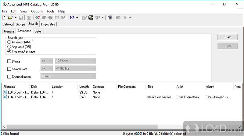 Advanced MP3 Catalog Pro: User interface - Screenshot of Advanced MP3 Catalog Pro