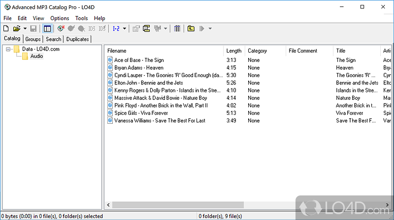 Scan hard drives, external disks and CDs for songs, catalog and organize them in a well-structured tree - Screenshot of Advanced MP3 Catalog Pro