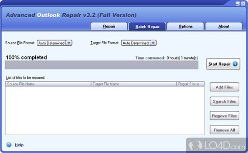 Recover corrupted PST files and restore them - Screenshot of Advanced Outlook Repair