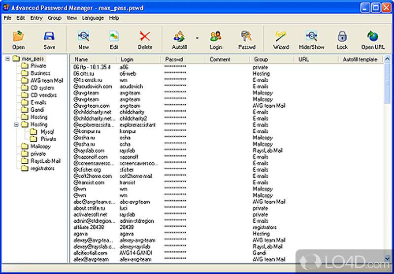 Advanced Password Manager: User interface - Screenshot of Advanced Password Manager