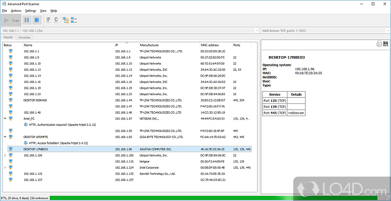 Amazing and very fast, and easy-to-use Port Scanner for PC - Screenshot of Advanced Port Scanner
