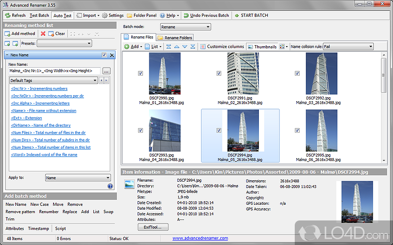 The easiest way to rename files in batches - Screenshot of Advanced Renamer Portable
