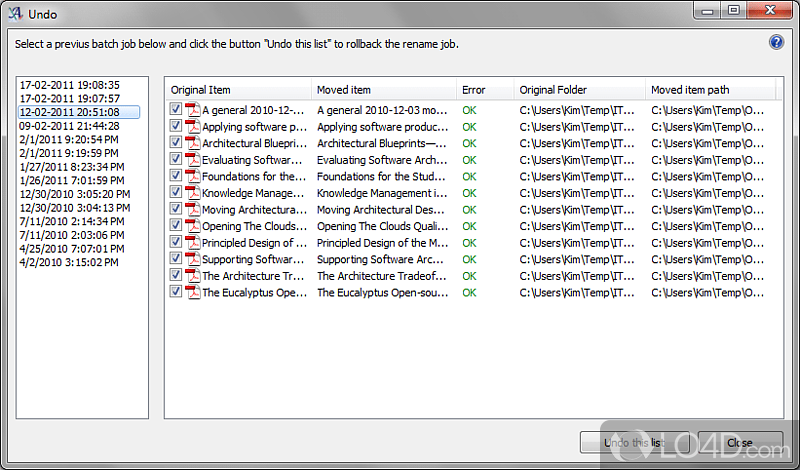 Utility which automates the renaming of files in a directory - Screenshot of Advanced Renamer Portable