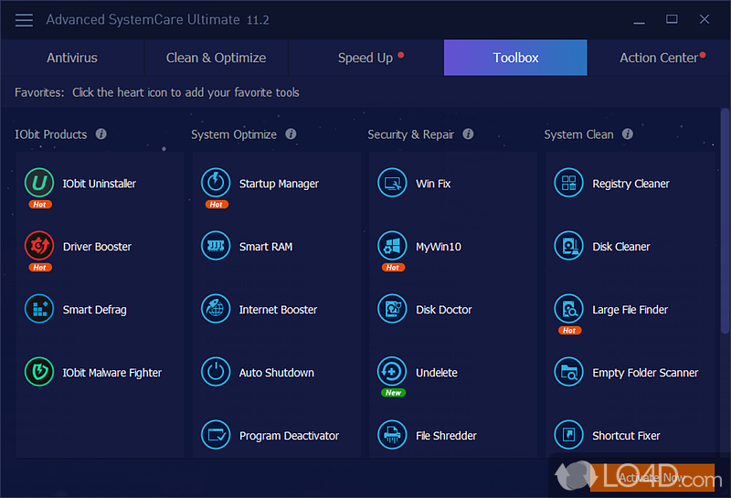 Utilities divided by category - Screenshot of Advanced SystemCare Ultimate