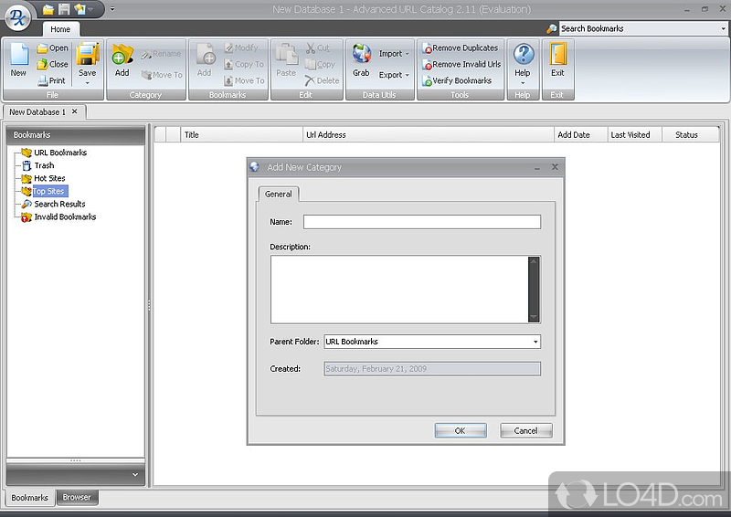 Powerful bookmark manager that can help you manage - Screenshot of Advanced URL Catalog