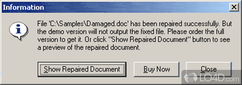 Fix Word documents in a short time - Screenshot of DataNumen Word Repair