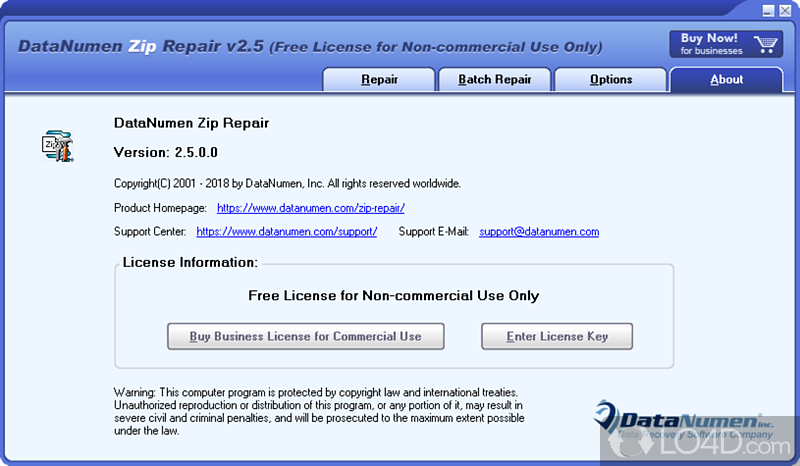 DataNumen Zip Repair screenshot