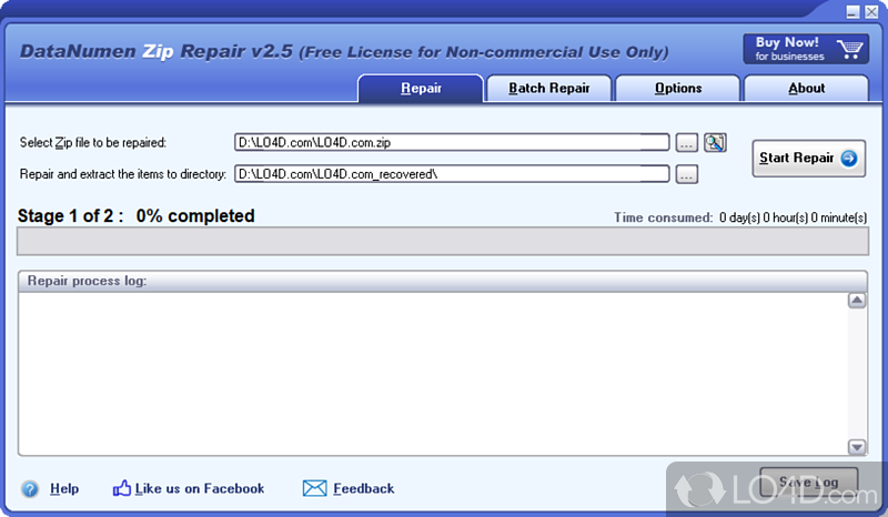 Software solution that help users repair corrupted ZIP - Screenshot of DataNumen Zip Repair