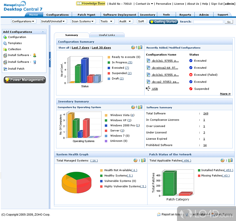 Web-based remote Administration Software and Windows Desktop Management - Screenshot of Desktop Central