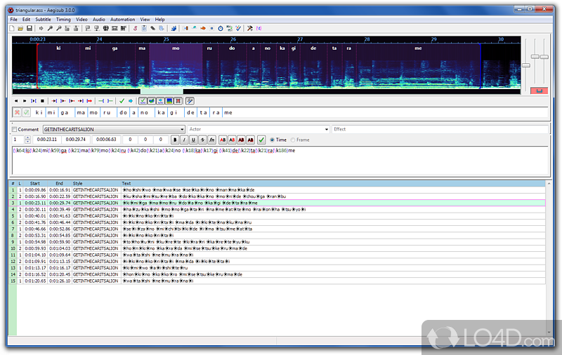 Full-featured, free subtitle editor for many formats - Screenshot of Aegisub
