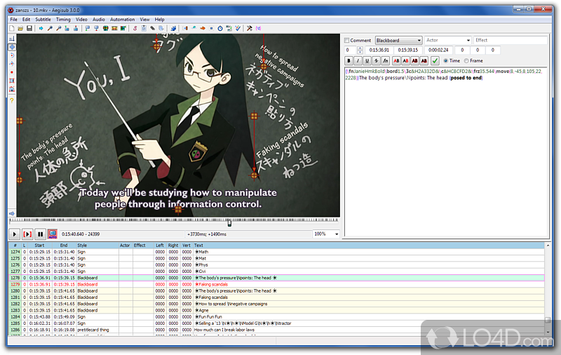 Advanced and subtitle editor for the ASS, SSA and SRT formats for you to enjoy movies in own native language - Screenshot of Aegisub