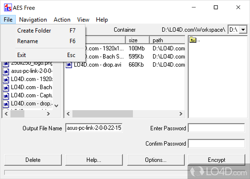 AES - Able Encryption Software - Screenshot of AES Free