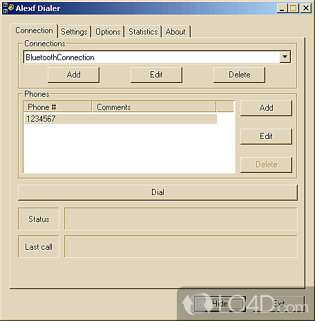 Alexf's Dialup Dialer - Screenshot of AFD