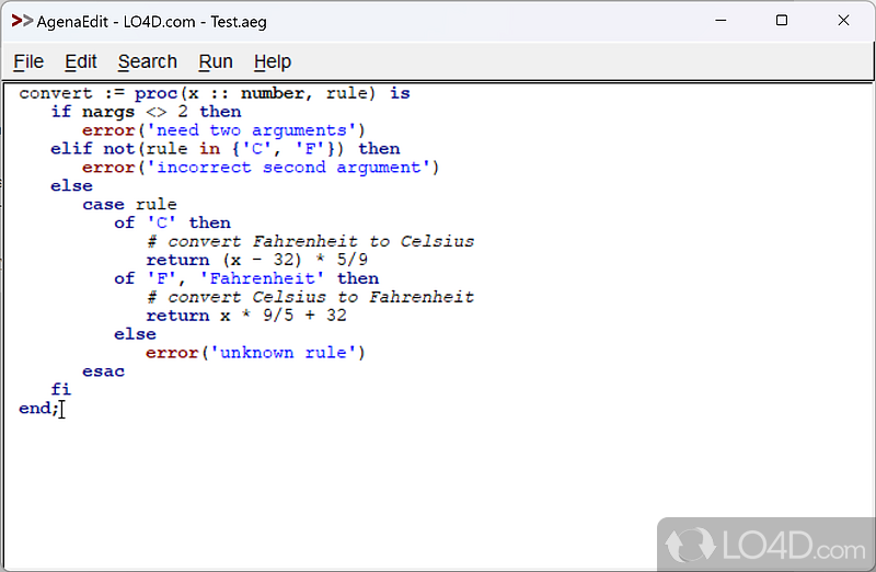 Multipurpose procedural programming language that can assist you in performing various - Screenshot of Agena