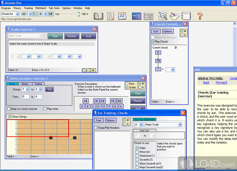 Improve your guitar or bass skills and monitor your progress - Screenshot of aGuitar Pro