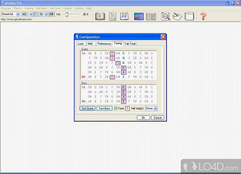 aGuitar Pro: User interface - Screenshot of aGuitar Pro
