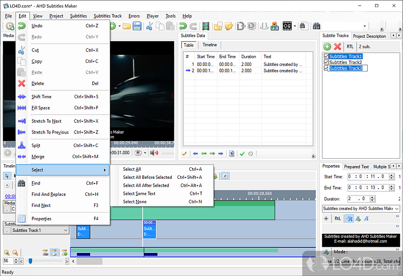 Subtitle creator and editor - Screenshot of AHD Subtitles Maker